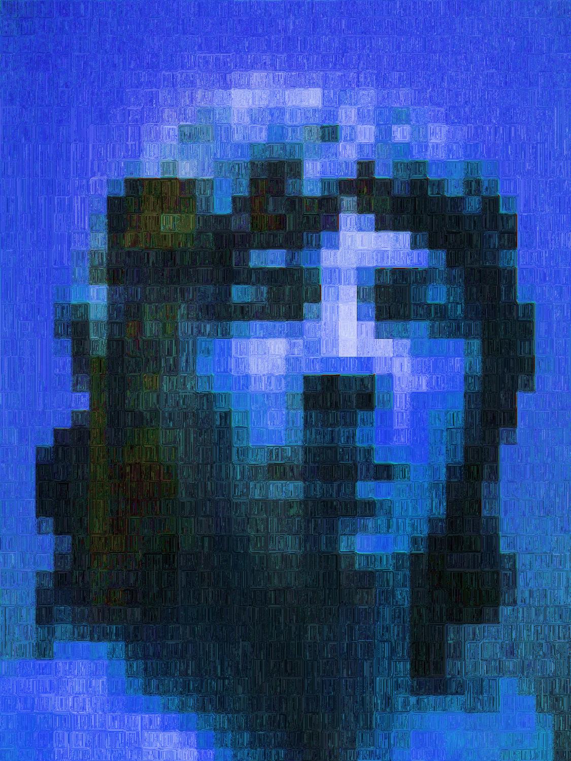  - Blue mosaic portrait - Techno-Impressionist Museum - Techno-Impressionism - art - beautiful - photo photography picture - by Tony Karp