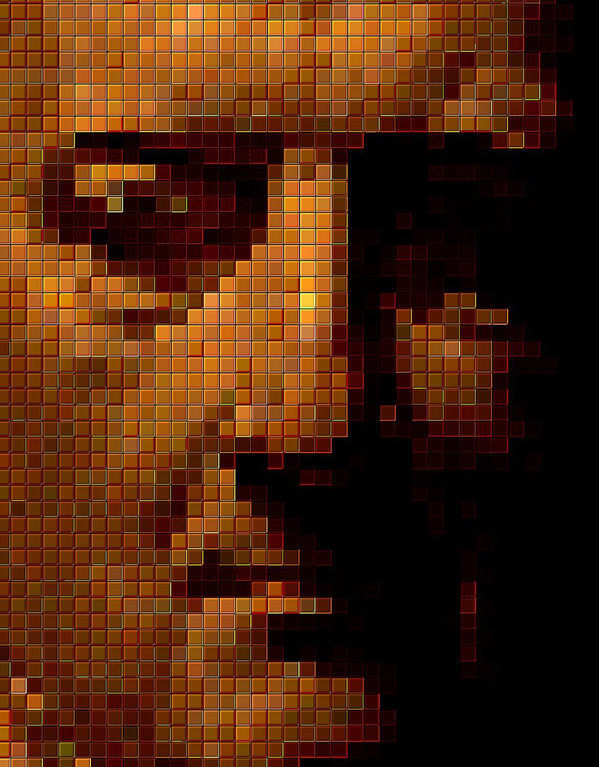 brown Portrait in small mosaic tiles - Portrait in small mosaic tiles - Techno-Impressionist Museum - Techno-Impressionism - art - beautiful - photo photography picture - by Tony Karp